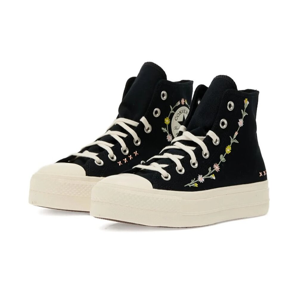 Womens 6 CONVERSE Chuck Taylor All Star Lift Floral Black Platform A15007C NEW - Picture 9 of 13